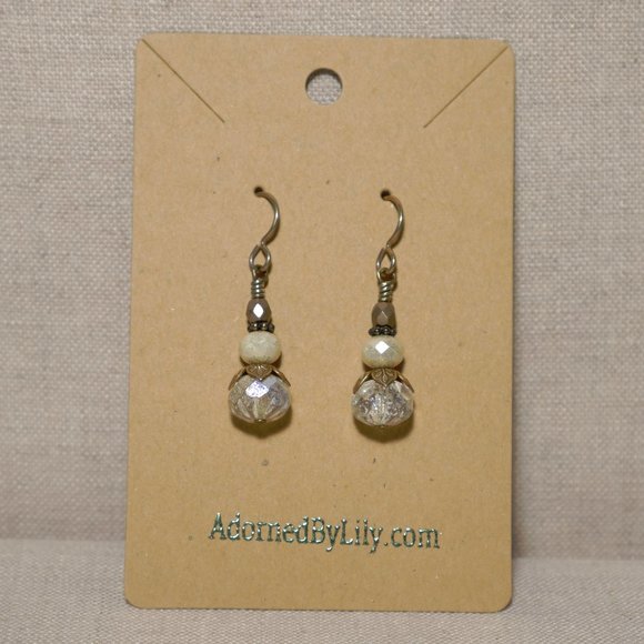 Hand Crafted Handmade Earrings Cream Czech Glass Victorian Inspired Earr… - Picture 2 of 5